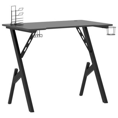 vidaXL Bureau de jeu avec pieds en forme de Y Noir 90x60x75 cm