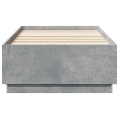 vidaXL Cadre de lit avec LED sans matelas gris béton 90x190 cm