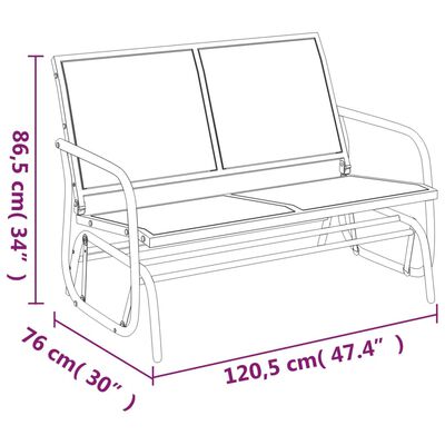 vidaXL Banc oscillant de jardin marron 120,5x76x86,5cm textilène/acier