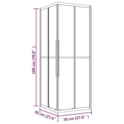 vidaXL Cabine de douche ESG semi-dépoli 70x70x180 cm Noir