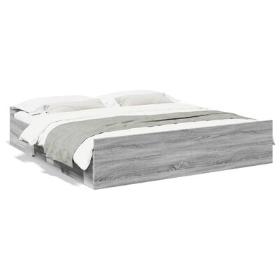 vidaXL Cadre de lit avec tiroirs sans matelas sonoma gris 200x200 cm