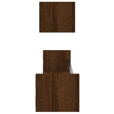 vidaXL Étagères murales avec barres 2 pcs chêne marron 80x16x14 cm