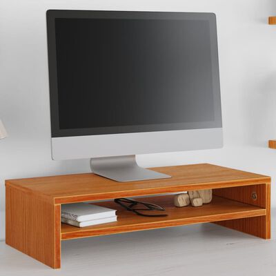 vidaXL Support de moniteur marron miel 50x24x13 cm bois de pin solide