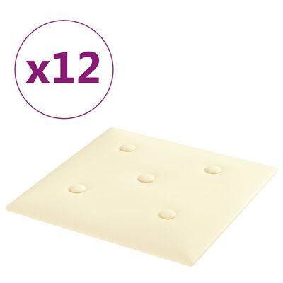 vidaXL Panneaux muraux 12 pcs Crème 30x30 cm Similicuir 1,08 m²