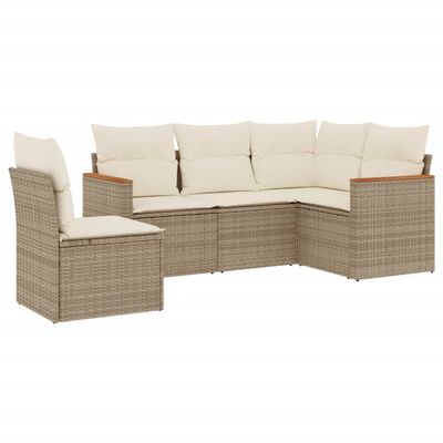 vidaXL Salon de jardin avec coussins 5 pcs beige résine tressée