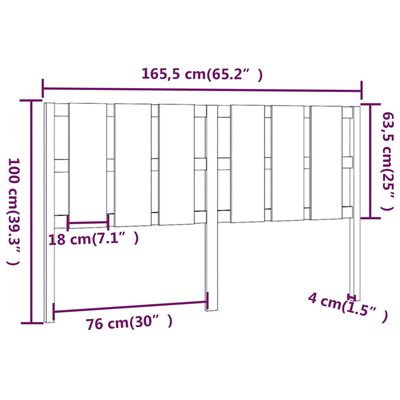 vidaXL Tête de lit Marron miel 165,5x4x100 cm Bois massif de pin