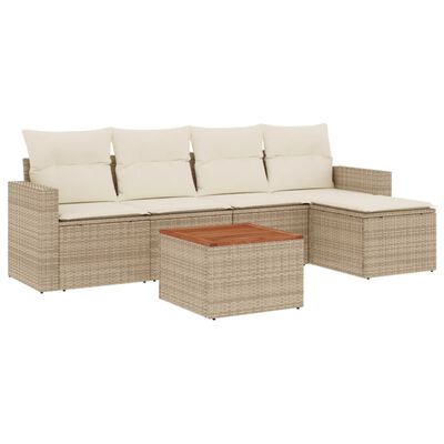 vidaXL Salon de jardin avec coussins 6 pcs beige résine tressée