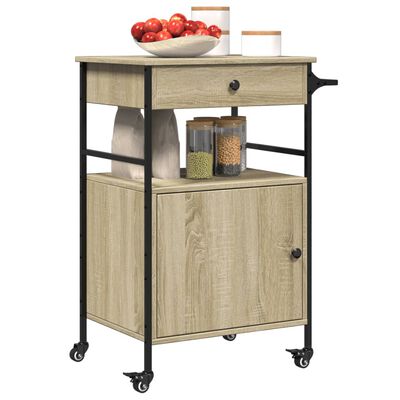 vidaXL Chariot de cuisine chêne sonoma 56x43x89,5 cm bois d'ingénierie