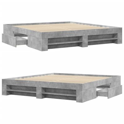 vidaXL Cadre de lit sans matelas gris béton 180x200 cm bois ingénierie