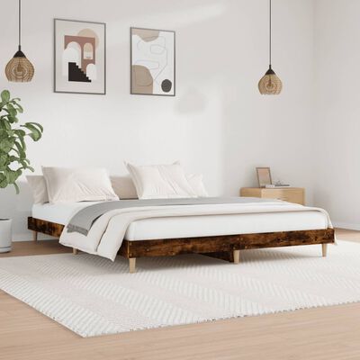 vidaXL Cadre de lit sans matelas chêne fumé 160x200 cm bois ingénierie