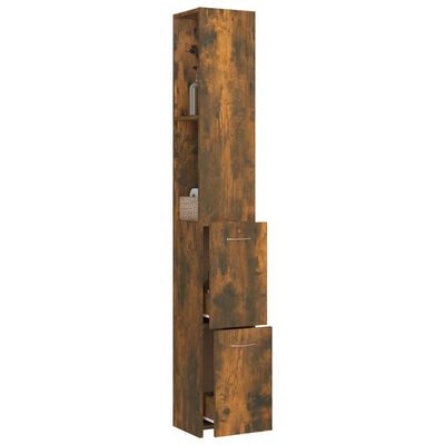 vidaXL Armoire de bain chêne fumé 25x26,5x170 cm bois d'ingénierie