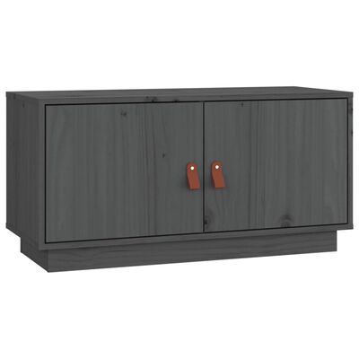 vidaXL Meuble TV Gris 80x34x40 cm Bois de pin massif