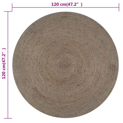 vidaXL Tapis fait à la main Jute Rond 120 cm Gris