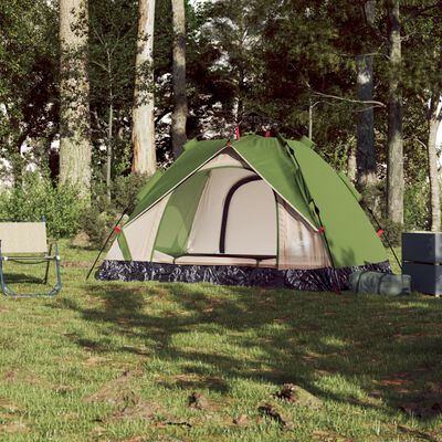 vidaXL Tente de camping à dôme 2 personnes vert libération rapide