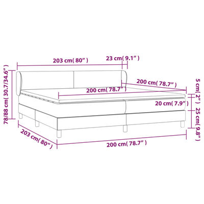 vidaXL Sommier à lattes de lit et matelas Gris foncé 200x200cm Velours