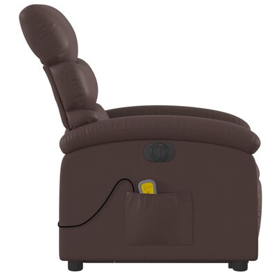 vidaXL Fauteuil inclinable de massage électrique marron similicuir