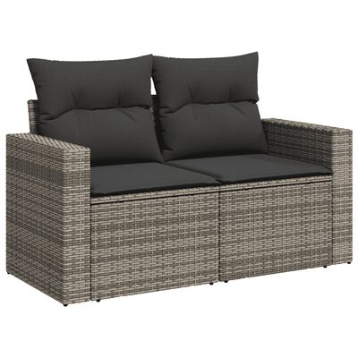 vidaXL Salon de jardin avec coussins 10 pcs gris résine tressée