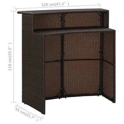 vidaXL Ensemble de bar de jardin avec coussins 5 pcs Marron