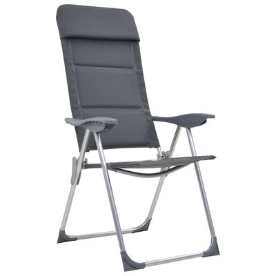 vidaXL Chaise de camping lot de 2 Gris 58x69x111 cm Aluminium