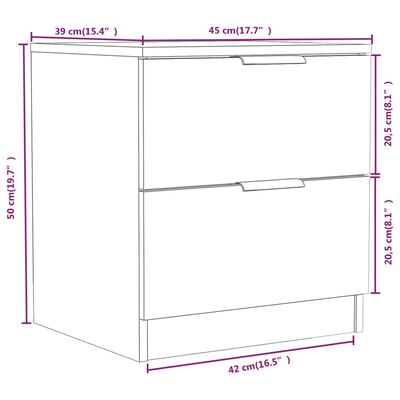 vidaXL Tables de chevet 2 pcs Chêne fumé Bois d'ingénierie