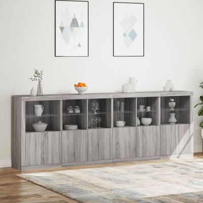 vidaXL Buffet avec lumières LED sonoma gris 283x37x100 cm