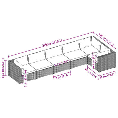 vidaXL Salon de jardin 6 pcs avec coussins résine tressée gris