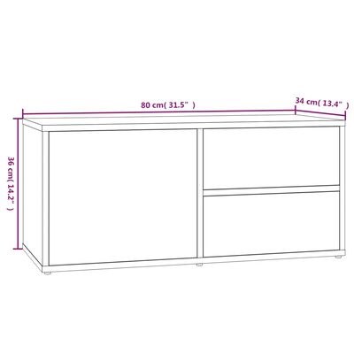 vidaXL Meuble TV Sonoma gris 80x34x36 cm Bois d'ingénierie