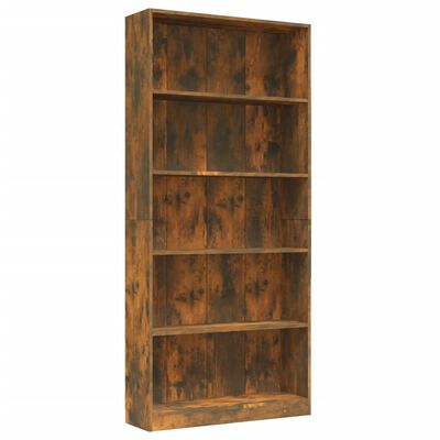 vidaXL Bibliothèque 5 niveaux Chêne fumé 80x24x175cm Bois d'ingénierie