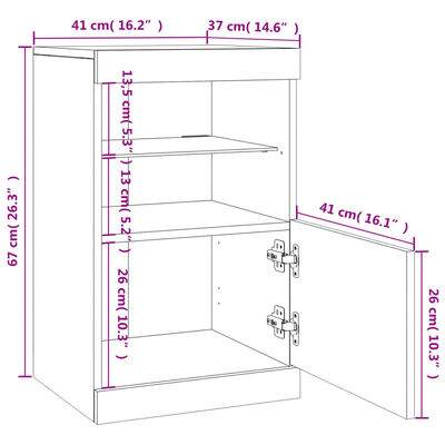 vidaXL Buffet avec lumières LED chêne fumé 41x37x67 cm