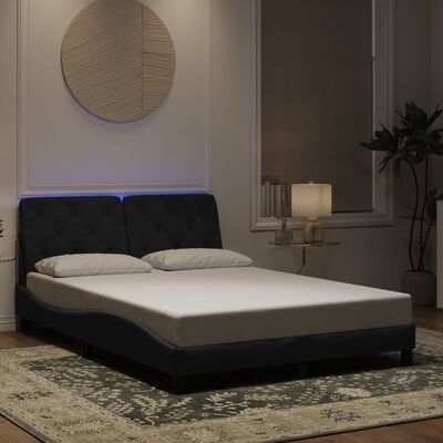 vidaXL Cadre de lit avec LED sans matelas noir 140x190 cm velours