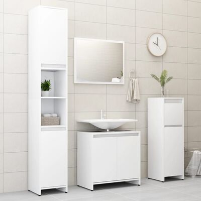 vidaXL Ensemble de meubles de bain 3 pcs Blanc Bois d'ingénierie