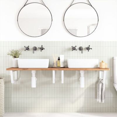 vidaXL Supports d'étagères pour lavabo 2 pcs blanc trapèze acier