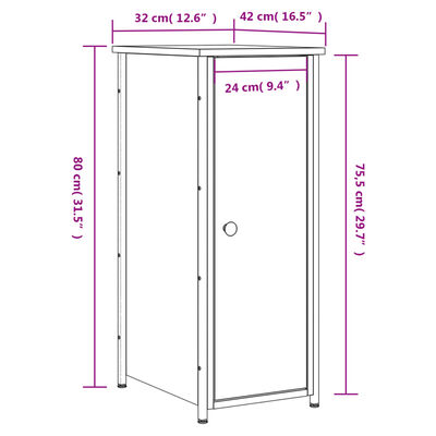 vidaXL Tables de chevet 2 pcs noir 32x42x80 cm bois d’ingénierie