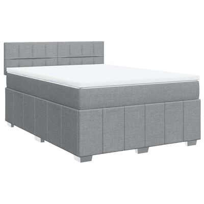 vidaXL Sommier à lattes de lit avec matelas Gris clair 140x200cm Tissu