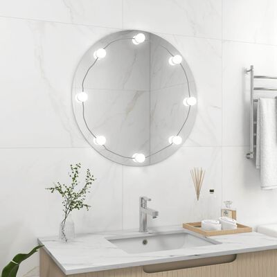 vidaXL Miroir mural avec lampes LED Rond Verre