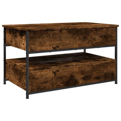 vidaXL Table basse chêne fumé 85x50x50 cm bois d'ingénierie et métal