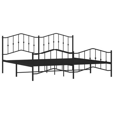 vidaXL Cadre de lit métal sans matelas avec pied de lit noir 193x203cm