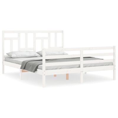 vidaXL Cadre de lit sans matelas blanc bois de pin massif