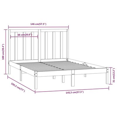 vidaXL Cadre de lit sans matelas blanc 140x190 cm bois de pin massif