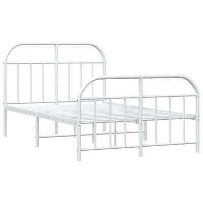 vidaXL Cadre de lit métal sans matelas et pied de lit blanc 120x190 cm