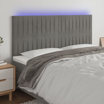 vidaXL Tête de lit à LED Gris clair 180x5x118/128 cm Velours