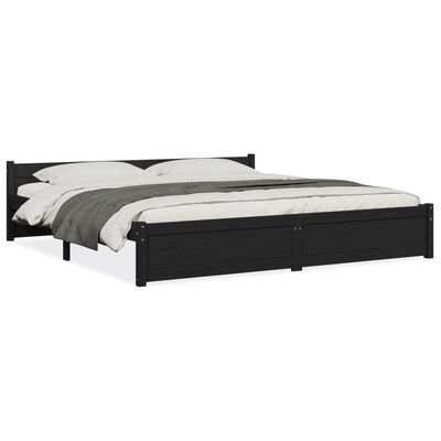 vidaXL Cadre de lit Noir Bois massif 180x200 cm Super King