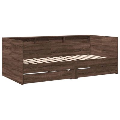 vidaXL Lit de jour avec tiroirs sans matelas chêne marron 75x190 cm