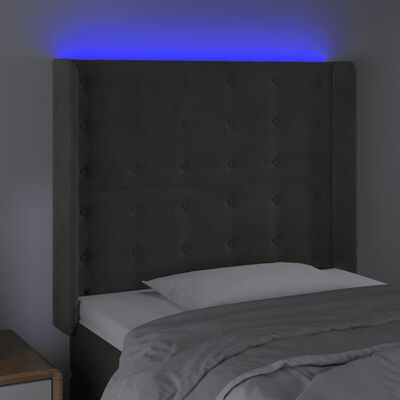 vidaXL Tête de lit à LED Gris foncé 83x16x118/128 cm Velours