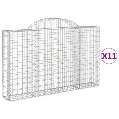 vidaXL Paniers à gabions arqués 11 pcs 200x30x120/140 cm Fer galvanisé