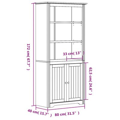 vidaXL Bibliothèque BODO gris 82x40x173 cm bois de pin massif