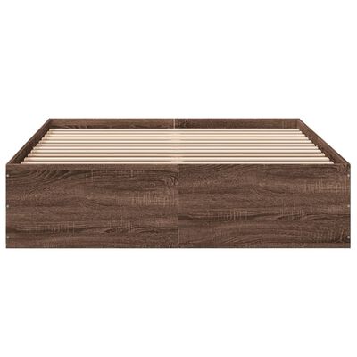 vidaXL Cadre de lit chêne marron 135x190 cm bois d'ingénierie