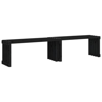 vidaXL Banc de jardin extensible noir 212,5x40,5x45 cm bois massif pin