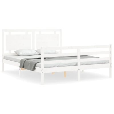 vidaXL Cadre de lit sans matelas blanc bois de pin massif