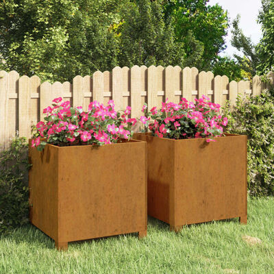 vidaXL Jardinières avec pieds 2 pcs Rouillé 42x40x43 cm Acier corten